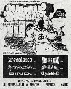 SUNAMI + DESOLATED + MISSING LINK + EXTINGUISH + MORAL LAW + BIND. + CHUTE LIBRE